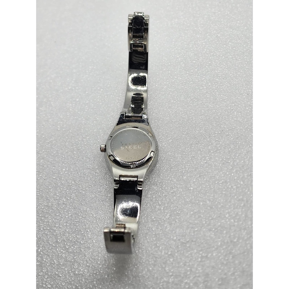 Fossil Steel Blue Watch FS-2562 Stainless Cuff Bracelet Silver Fashion Roman VTG - Picture 5 of 6